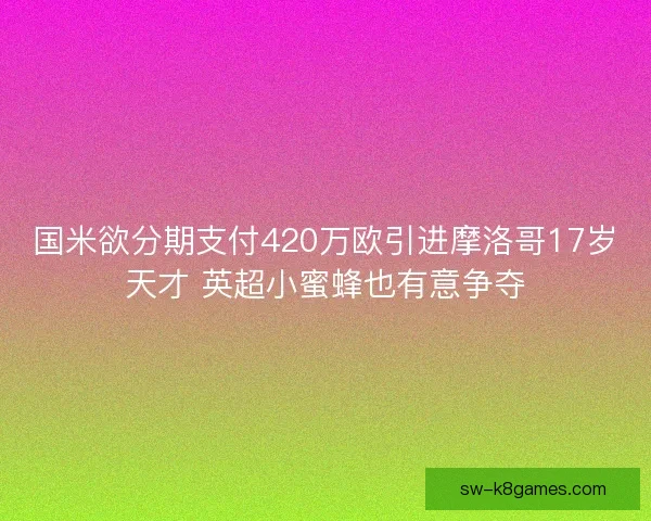 国米欲分期支付420万欧引进摩洛哥17岁天才 英超小蜜蜂也有意争夺